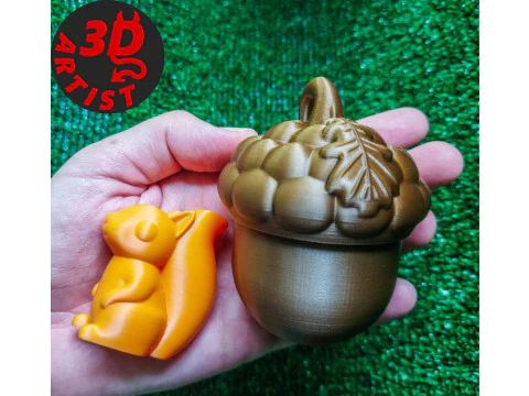 Pocket Squirrel Toy and Hanging Acorn Toy House 3D Print Model