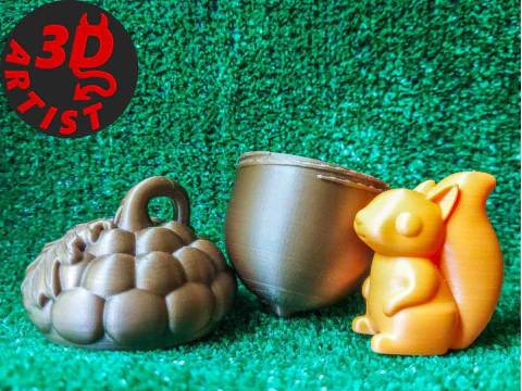 Pocket Squirrel Toy and Hanging Acorn Toy House 3D Print Model
