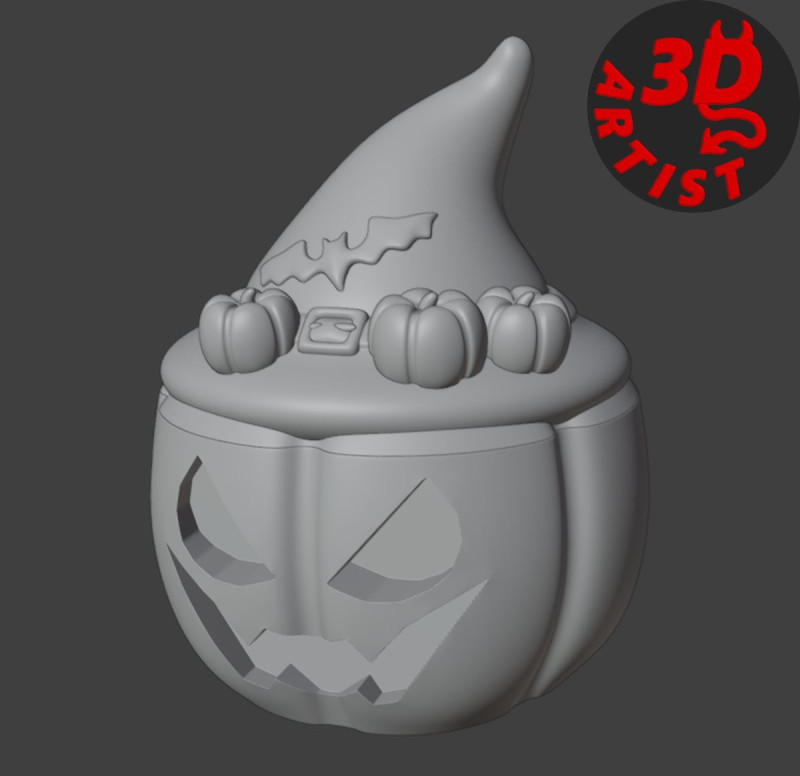 Box Pumpkin in a Witch Hat 3D Принт Модель .c4d .max .obj .3ds .fbx .stl .blend 