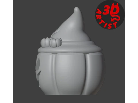 Box Pumpkin in a Witch Hat 3D Print Model
