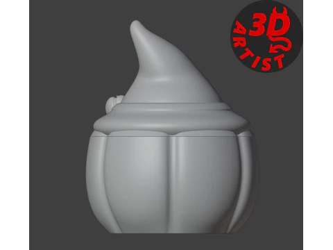 Box Pumpkin in a Witch Hat 3D Print Model