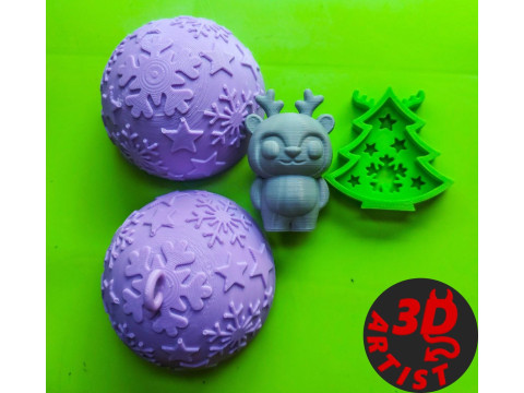 Christmas ball with surprise 2 pocket toys inside Model do druku 3D