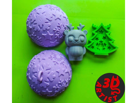 Christmas ball with surprise 2 pocket toys inside 3D Print Model