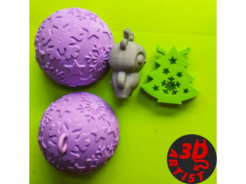 Christmas ball with surprise 2 pocket toys inside 3D Print Model