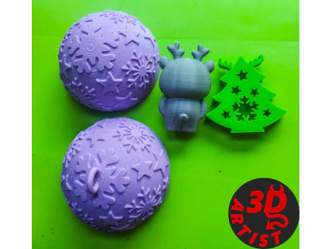 Christmas ball with surprise 2 pocket toys inside 3D Print Model