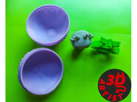 Christmas ball with surprise 2 pocket toys inside 3D Print Model