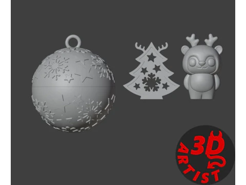 Christmas ball with surprise 2 pocket toys inside 3D Print Model