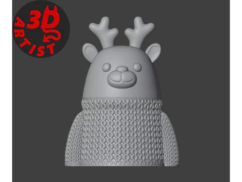 Deer and Bear in Sweater Christmas Gift Box Set 2 Boxes 3D Print Model