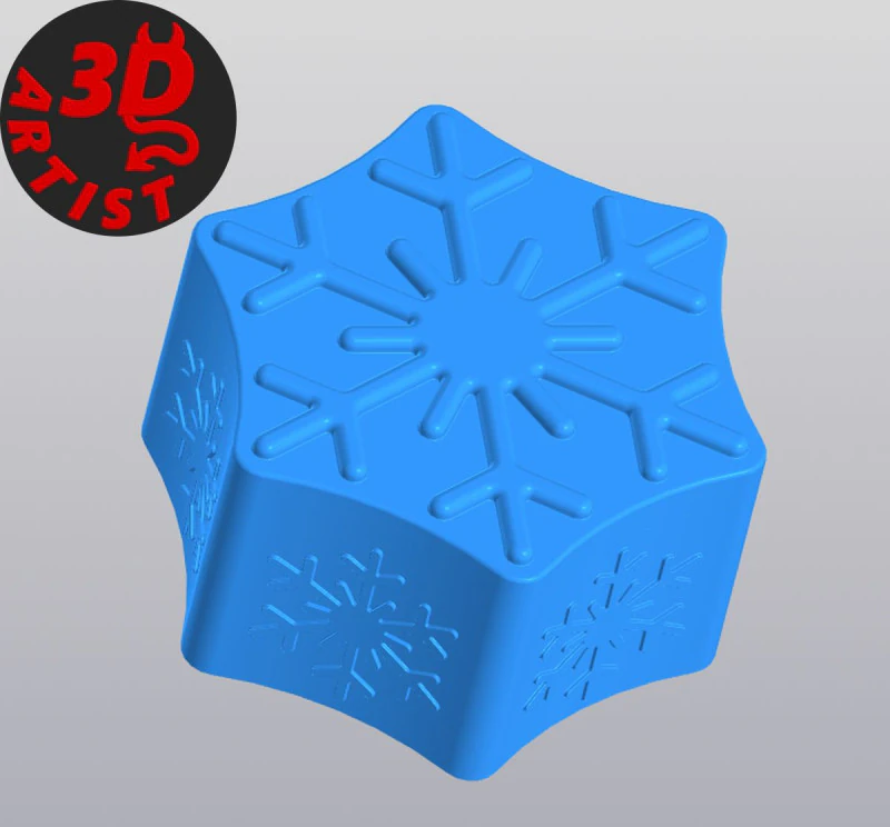Doos met sneeuwvlokpatroon 3D printmodel .c4d .max .obj .3ds .fbx .stl .blend 