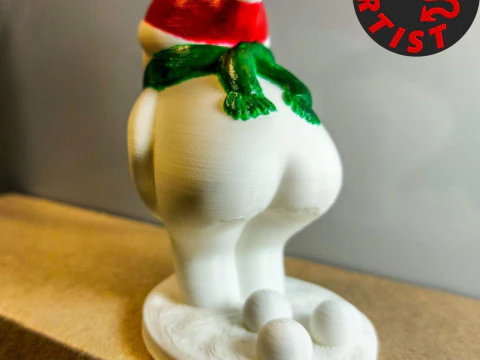 Pooping Snowman Figurine 3D Print Model