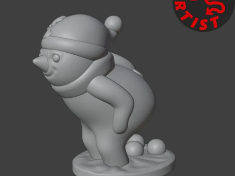 Pooping Snowman Figurine 3D Print Model