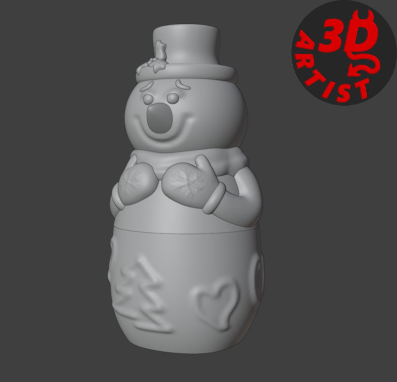 Snowman Christmas Box Model Cetak 3D .c4d .max .obj .3ds .fbx .stl .blend 