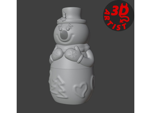 Snowman Christmas Box 3Dプリントモデル