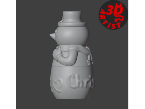 Snowman Christmas Box Model Cetak 3D