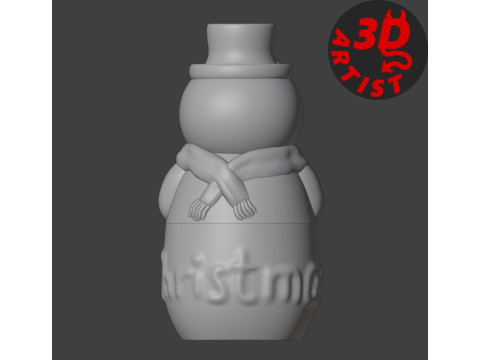 Snowman Christmas Box Model Cetak 3D