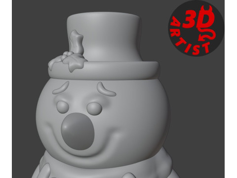 Snowman Christmas Box Model Cetak 3D