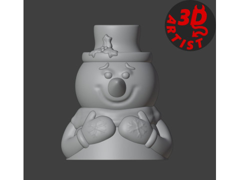 Snowman Christmas Box Model Cetak 3D