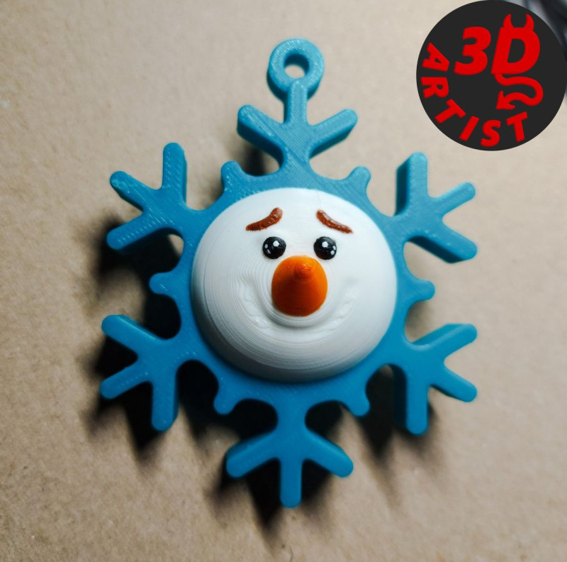 Smiling Snowflake Christmas Decor 3D 프린트 모델 .c4d .max .obj .3ds .fbx .stl .blend 