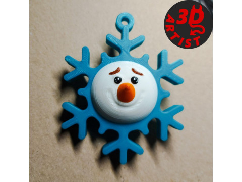 Smiling Snowflake Christmas Decor Model Cetak 3D