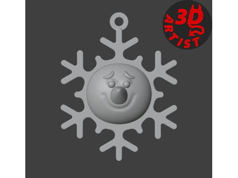 Smiling Snowflake Christmas Decor 3D Print Model