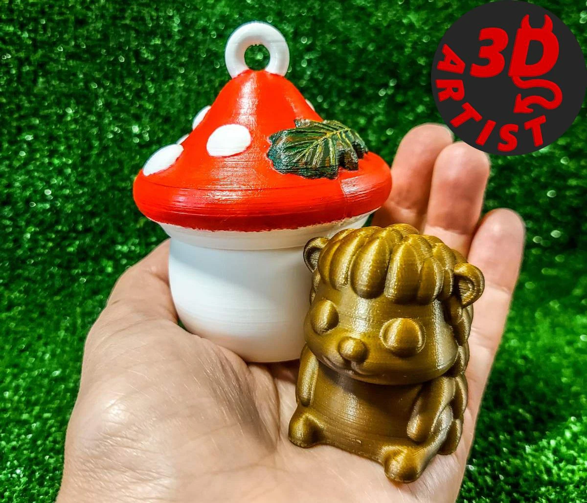 Hedgehog Pocket Toy and Hanging Mushroom house 3D Print Model .c4d .max .obj .3ds .fbx .stl .blend