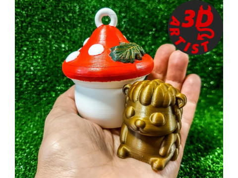 Hedgehog Pocket Toy and Hanging Mushroom house 3D Baskı Modeli