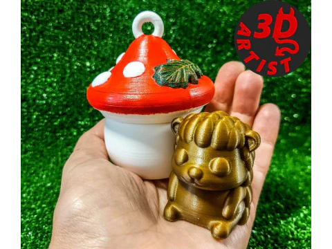 Egelzakspeeltje en hangend paddenstoelenhuis 3D printmodel