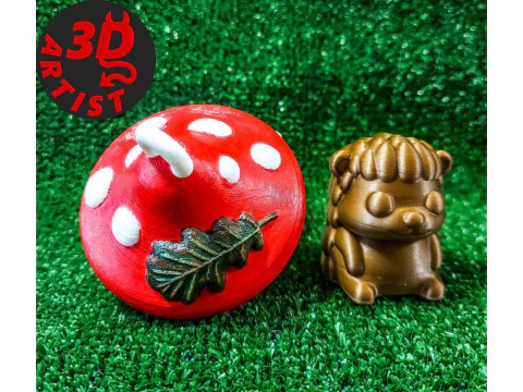 Hedgehog Pocket Toy and Hanging Mushroom house 3D Print Model