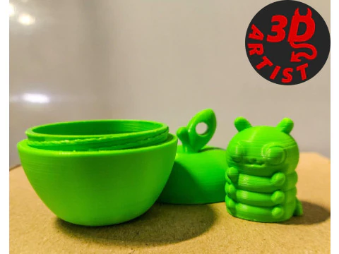 Caterpillar Pocket Toy and Hanging Apple House 3D Print Model