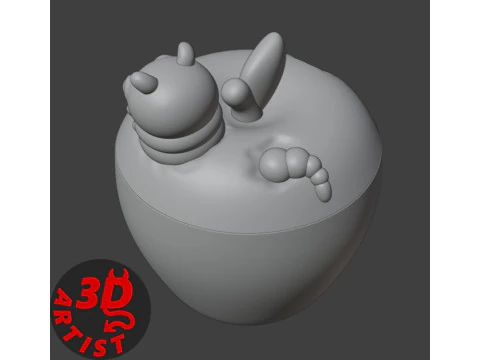 Apple and Caterpillar Box 3D Print Model