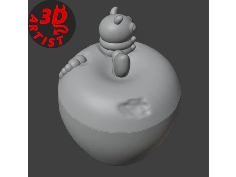 Apple and Caterpillar Box 3D Print Model