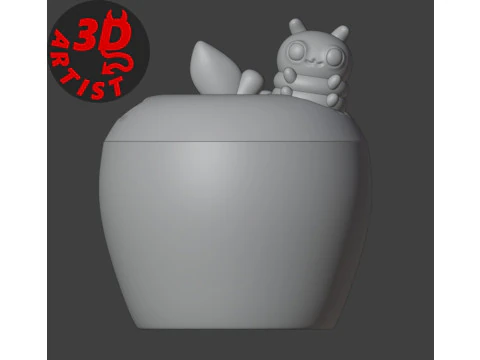 Apple and Caterpillar Box 3D Print Model