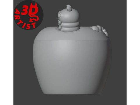 Apple and Caterpillar Box 3D Print Model