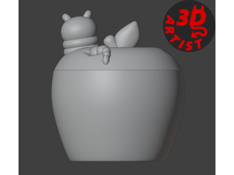 Caja de manzana y oruga Modelo de impresión 3D