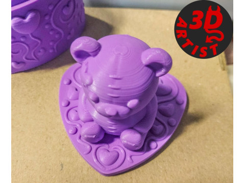 Ensemble ours de la Saint-Valentin, bo&icirc;te &agrave; bijoux, porte-cl&eacute;s et figurine Modèles 3D en vedette