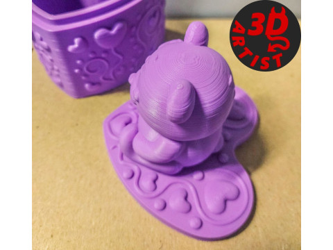 Ensemble ours de la Saint-Valentin, bo&icirc;te &agrave; bijoux, porte-cl&eacute;s et figurine Modèles 3D en vedette