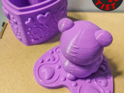 Ensemble ours de la Saint-Valentin, bo&icirc;te &agrave; bijoux, porte-cl&eacute;s et figurine Modèles 3D en vedette