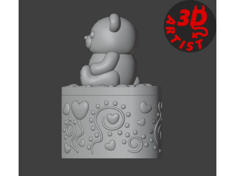 Ensemble ours de la Saint-Valentin, bo&icirc;te &agrave; bijoux, porte-cl&eacute;s et figurine Modèles 3D en vedette