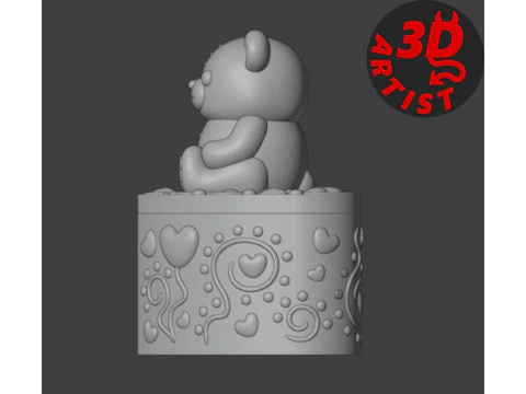 Valentines Day Bear Set Jewelry Box-Keychain-Figurine 3D Print Model