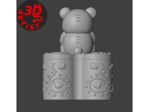 Ensemble ours de la Saint-Valentin, bo&icirc;te &agrave; bijoux, porte-cl&eacute;s et figurine Modèles 3D en vedette