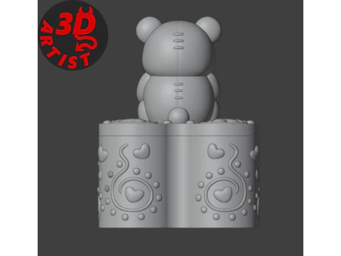 Valentines Day Bear Set Jewelry Box-Keychain-Figurine 3D Print Model