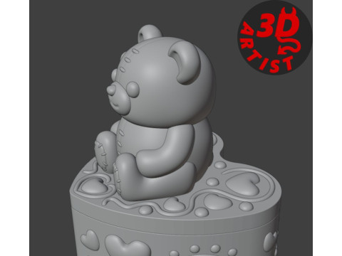 Ensemble ours de la Saint-Valentin, bo&icirc;te &agrave; bijoux, porte-cl&eacute;s et figurine Modèles 3D en vedette