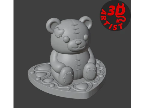 Valentines Day Bear Set Jewelry Box-Keychain-Figurine 3D Print Model