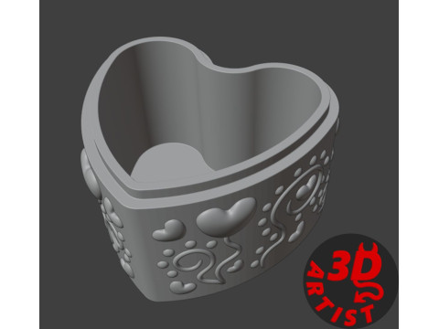 Ensemble ours de la Saint-Valentin, bo&icirc;te &agrave; bijoux, porte-cl&eacute;s et figurine Modèles 3D en vedette