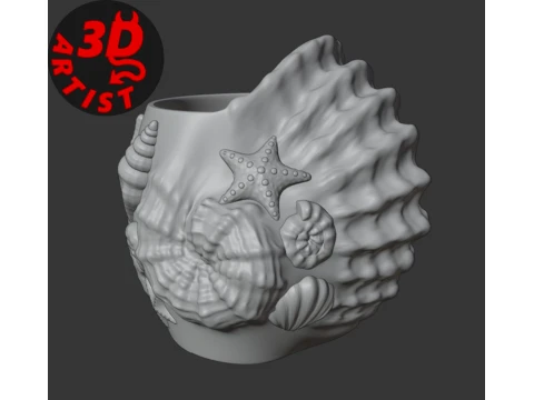 Patterned Shell Vase 3D Print Model