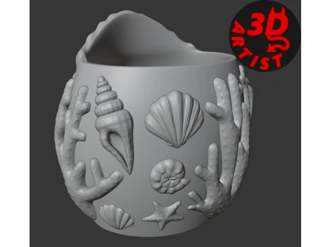 Patterned Shell Vase 3D Print Model