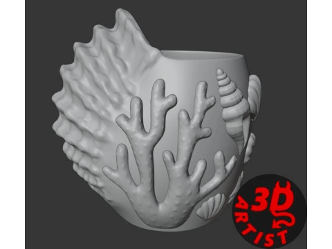 Patterned Shell Vase 3D Print Model