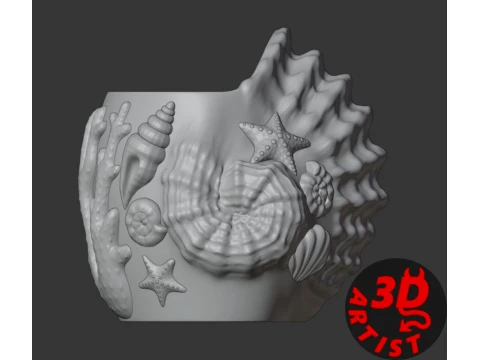 Patterned Shell Vase 3D Print Model