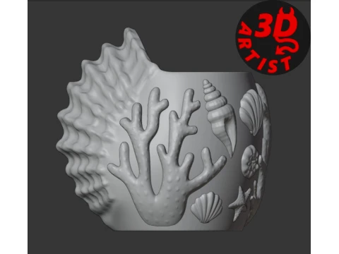 Patterned Shell Vase 3D Print Model