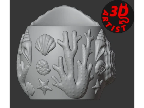 Patterned Shell Vase 3D Print Model